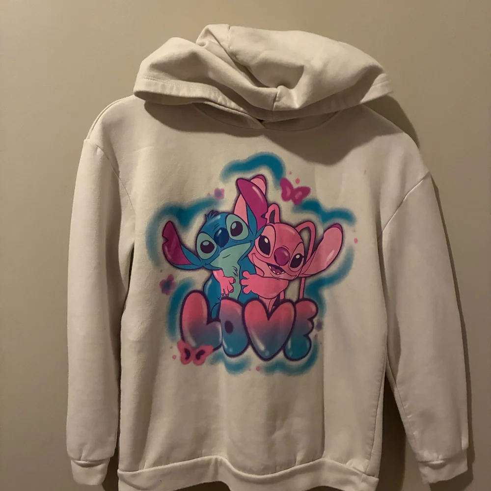 Disney Lilo & Stitch Love Airbrush Hoodie Youth XL 14-16 Blue Graphic Sweatshirt